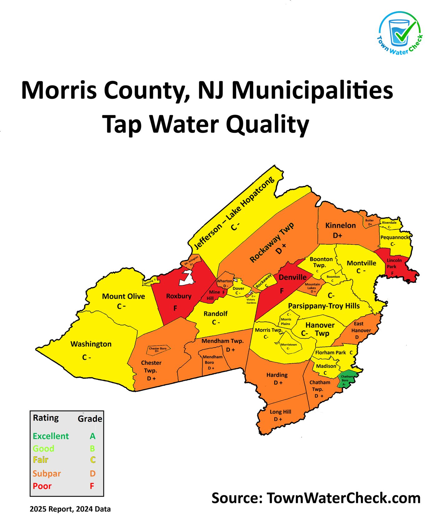 Morris County Tap Water Grade Map